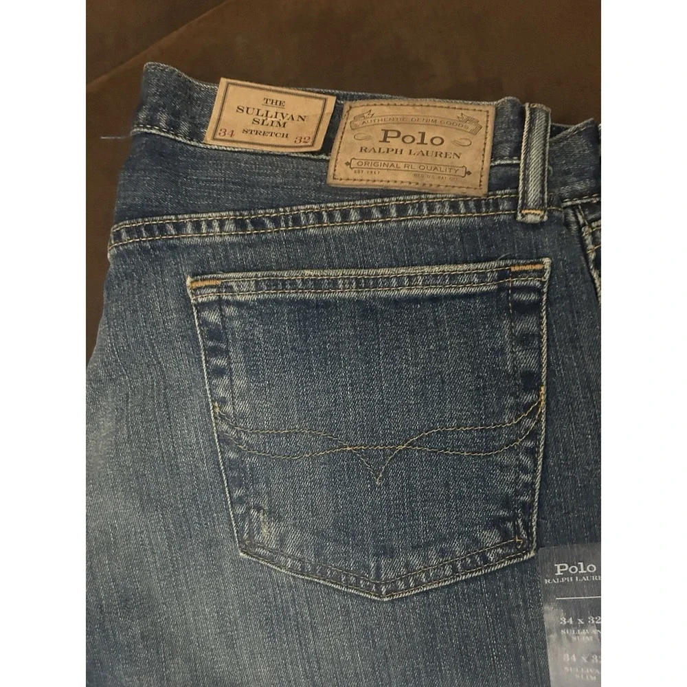 Polo Ralph Lauren Sullivan Slim Jeans Mens 34X32  Blue Stretch Denim